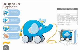 PULL ROPE CAR ELEPHANT W/LIGHT & MUSIC,
