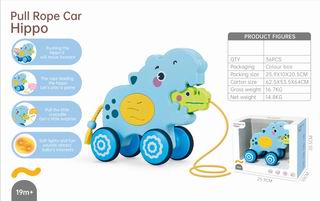 PULL POPE CAR HIPPO W/LIGHT & MUSIC,