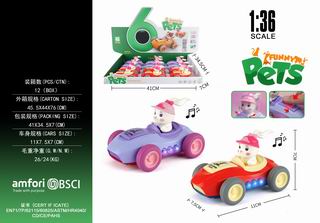 1:36 PULL BACK DIE-CAST CAR W/LIGHT & MUSIC 12PCS,