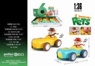 1:36 PULL BACK DIE-CAST CAR W/LIGHT & MUSIC 12PCS,