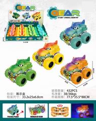 FRICTION DINOSAUR GEAR CAR W/LIGHT 12PCS,