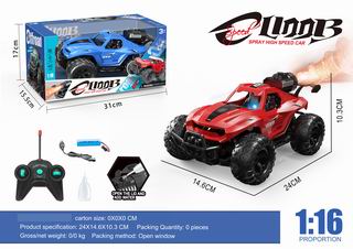 1:16 5 CHANNEL R/C CAR W/LIGHT & SPRAY,