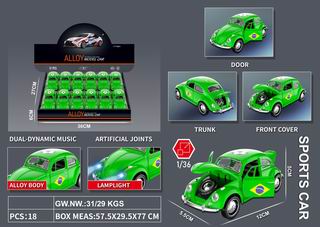1:36 PULL BACK DIE-CAST CAR 12PCS,