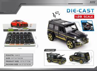 1:28 PULL BACK DIE-CAST CAR W/LIGHT & MUSIC 12PCS,