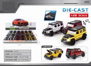 1:28 PULL BACK DIE-CAST CAR W/LIGHT & MUSIC 12PCS,