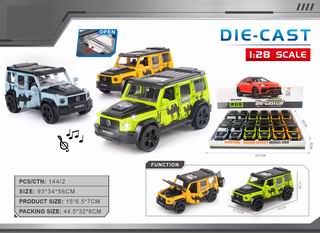 1:28 PULL BACK DIE-CAST CAR W/LIGHT & MUSIC 12PCS,