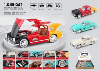 1:22 PUULL BACK DIE-CAST CAR W/LIGHT & SOUND 8PCS,