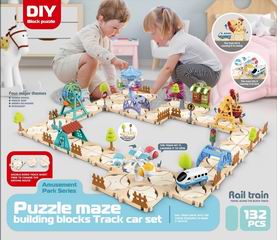 BUILDING BLOCK TRACK CAR SET 132PCS,