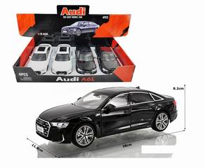 1:18 PULL BACK DIE-CAST CAR W/LIGHT & SOUND 4PCS,