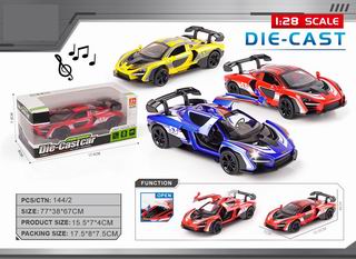 1:28 PULL BACK DIE-CAST CAR W/LIGHT & MUSIC,