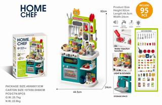 KITCHEN SET W/LIGHT & SOUND & SPRAY 95PCS,